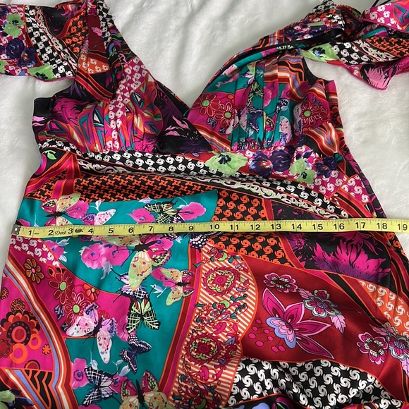 Ginger & Java 100% silk floral stunning colorful dress size large - Picture 11 of 12